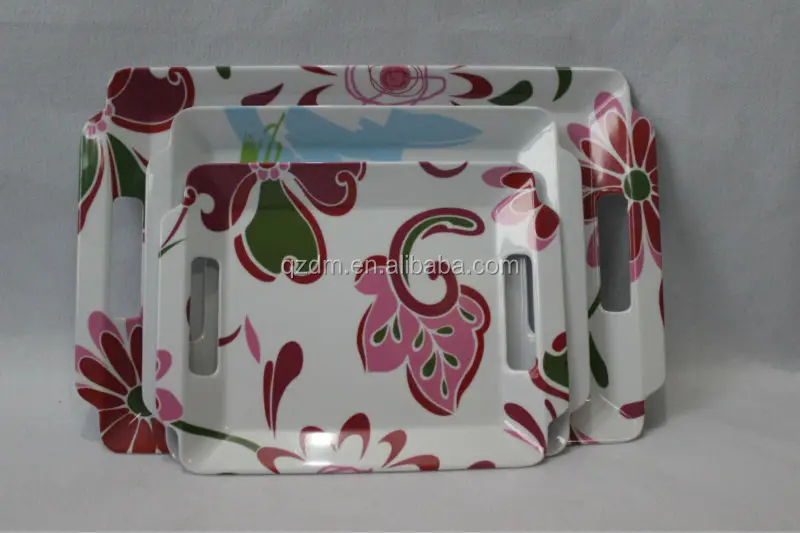 Melamine tray set with handle for 3pcs