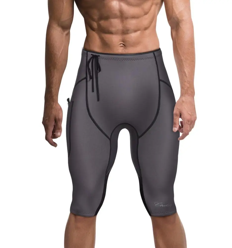 

Men Neoprene Wetsuit Shorts Diving Suits Pants 2mm For Swimming Canoeing Surfing With Pocket Training Sweat, Black gray