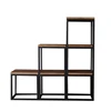 Set of 3, Rustic Bookcase with Metal Frame, Open Display Shelf Unit, Industrial Book Storage Cabinet, Vintage Etagere/Side Table