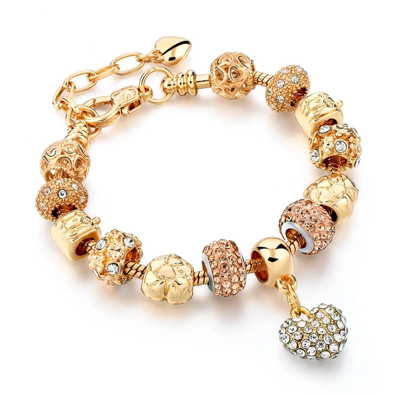 

Latest design fashion jewelry personalized gold plated handmade bead Charm Bracelet, Picture