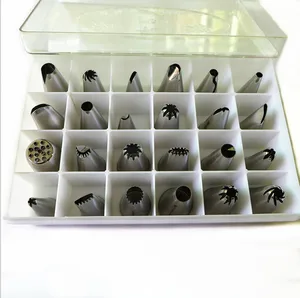 Image of 24 Pcs/set Icing Piping Nozzles Pastry Tips Cake Sugarcraft Decorating Tool Tip Sets Fondant Accessories
