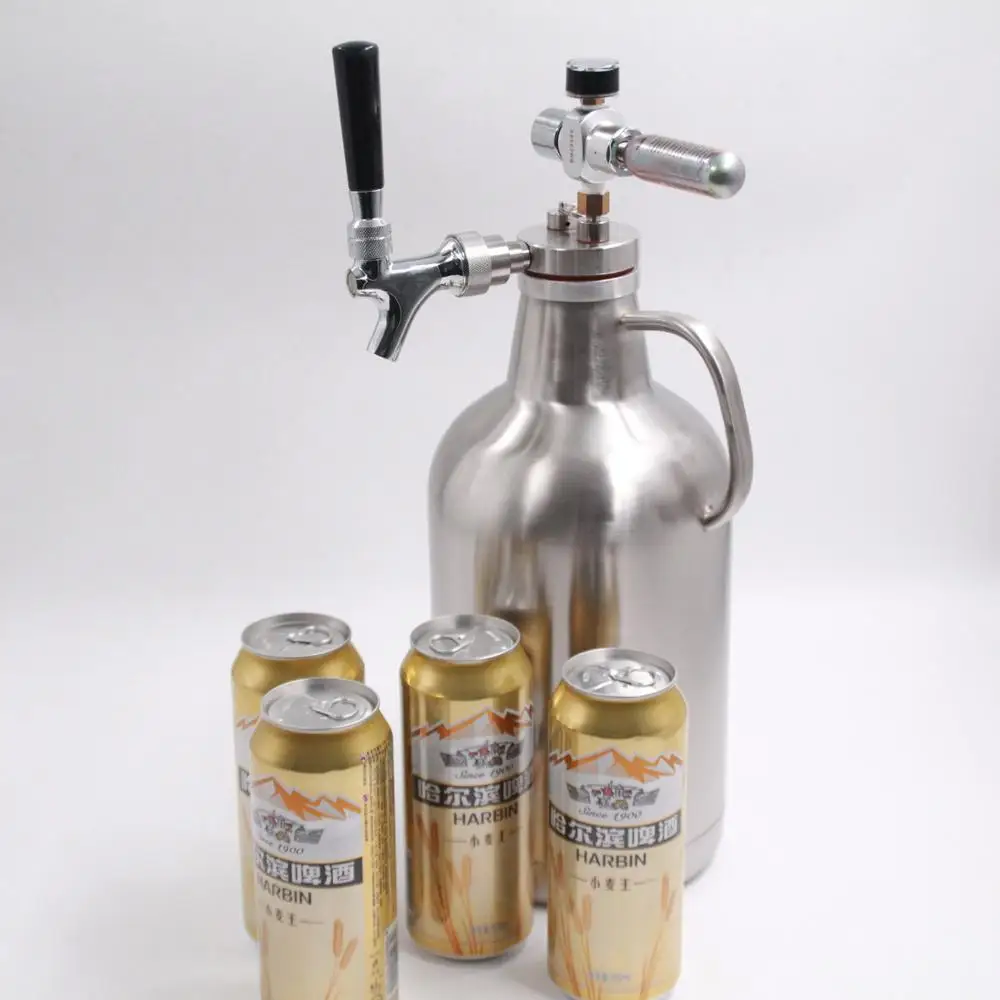 

For craft brewery use 64oz /128oz screw cap mini keg growler, Silver or customized black or white.