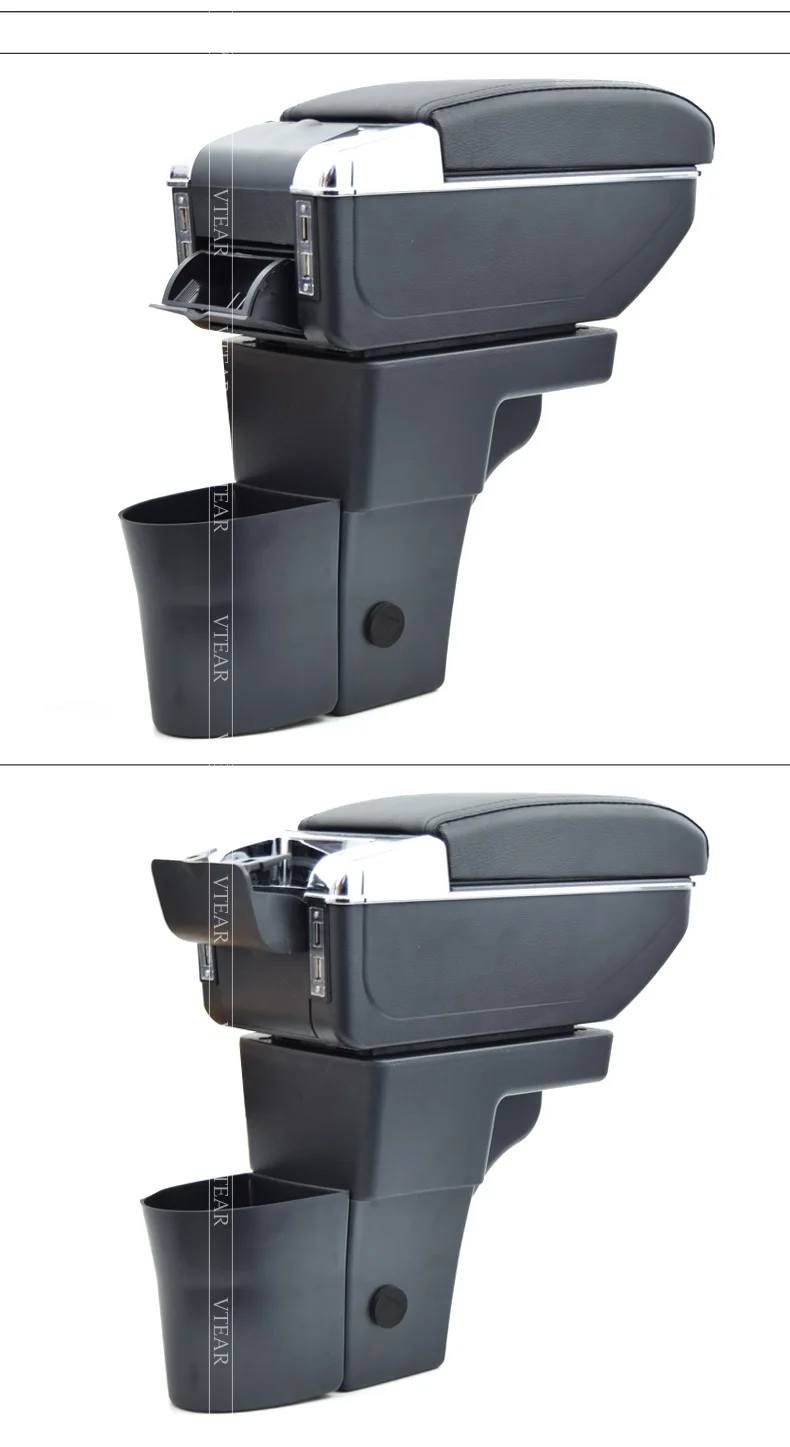 Vtear For Nissan Note Armrest Leather Usb Interface Storage Box Red