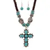 QD012 Best Old Pawn Native Turquoise Cross Necklace With Women Earrings