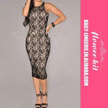 2017 Women Sleeveless Nude Lace Midi Dress - Buy Lace Midi Dress,Lace Midi Dress 2017,Lace Midi 