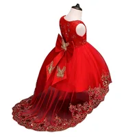 

High-grade red wedding gown kid Birthday party dress Girl Flower Dress for 10 years old