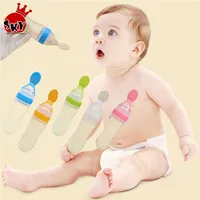 

Useful Safety Silicone Baby Feeding Bottle With Spoon Food Supplement Rice Paste Feeding Bottles Convenient and practical 90ML