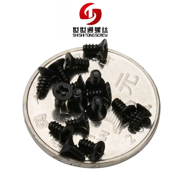 M1 M2 Small Screw Flat Head Phillips Carbon Steel Black Zinc SSD Screws