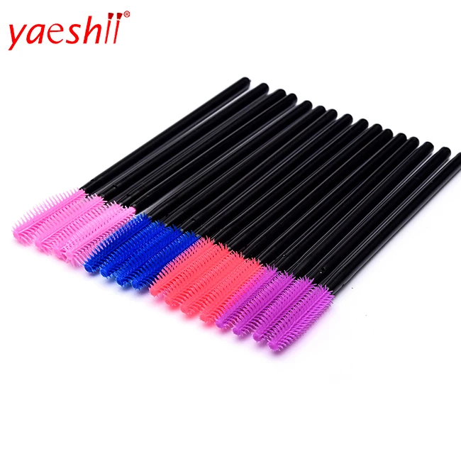 

yaeshii 2018 new silicone brush mascara wands custom disposable eyelash brush, Black;white