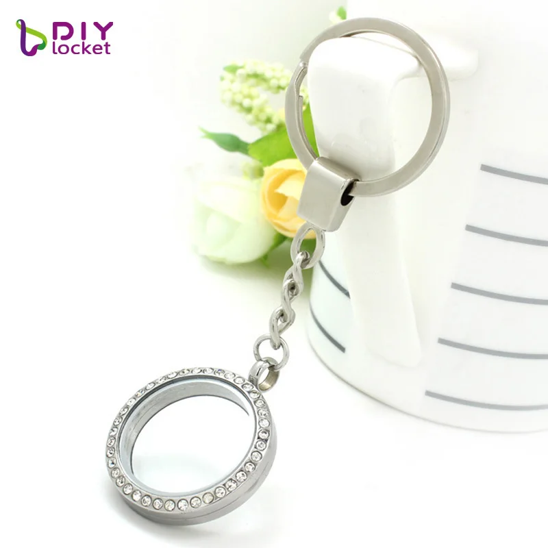
Wholesale Round Stainless Steel Locket Keychain for Floating Charm 