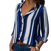 

2019 Office Fashion Striped Button Long Sleeve Casual Work Womens Elegant Tops Business Loose Cotton Party Shirt Ladies Blouse