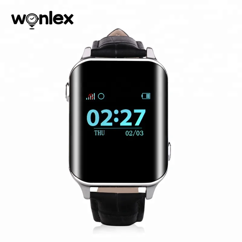 

Factory direct promotion fall down alarm smart watch for elderly old man Wonlex EW200, Black;coffee