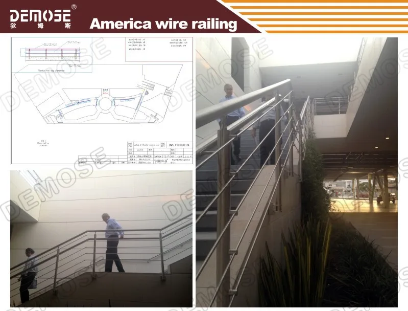 side mounted galvanized steel pipe cable balustrade
