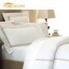Latest plain coloured cheap 300tc white king size fancy embroidery bedsheets with comforters