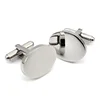 LL003 Silver Tone High Polished Oval Cuff Buttons Men Wedding Stainless Steel Cuff Links For Men Fashion Gifts