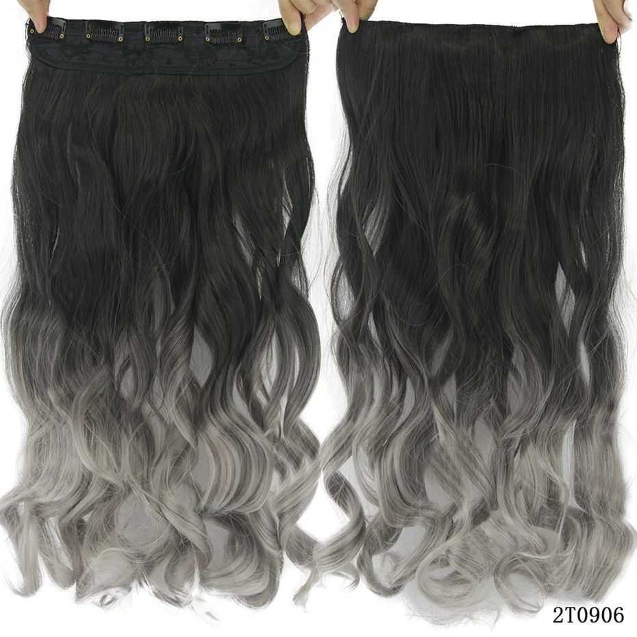 Curly Black Brown Ombre Synthetic Hair Clip In Hair Extension