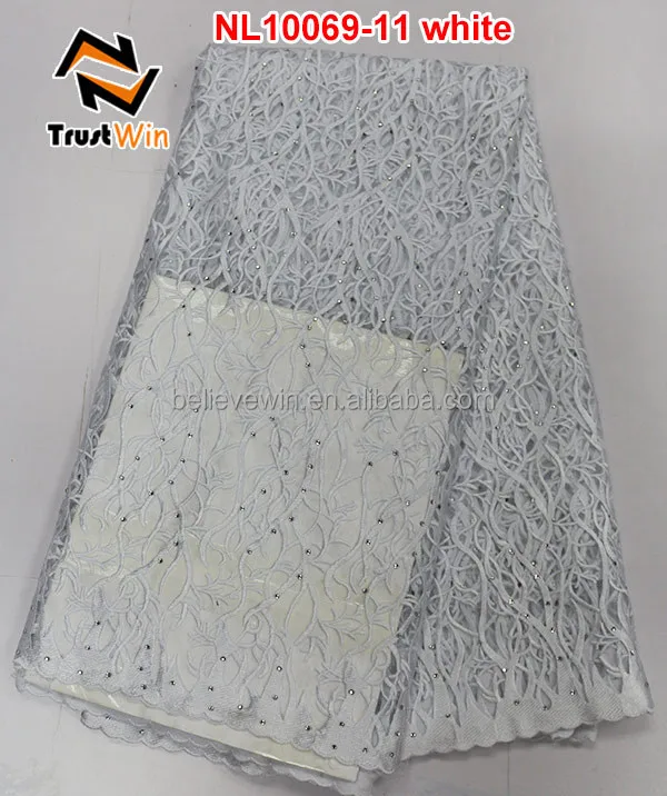 

African wonderful white lace trimming for evening dress of NL10069-11