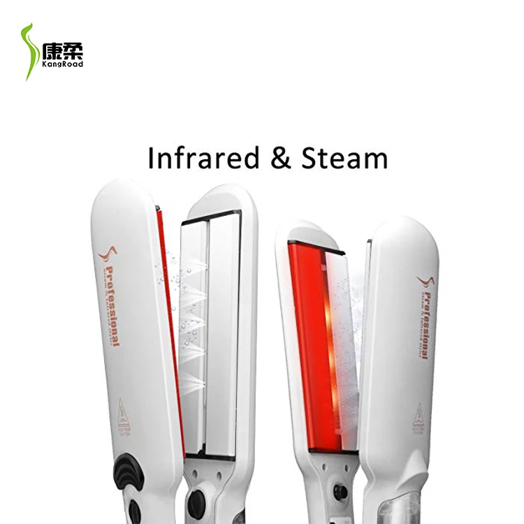 

2 in 1 LED Display Infrared Hair Iron Steamer Hair Straightener, Optional