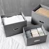 Linen Cotton Desktop Sundry Handle Cloth Art Cabinet Storage Box Storage Basket cardboard pp board washable foldable