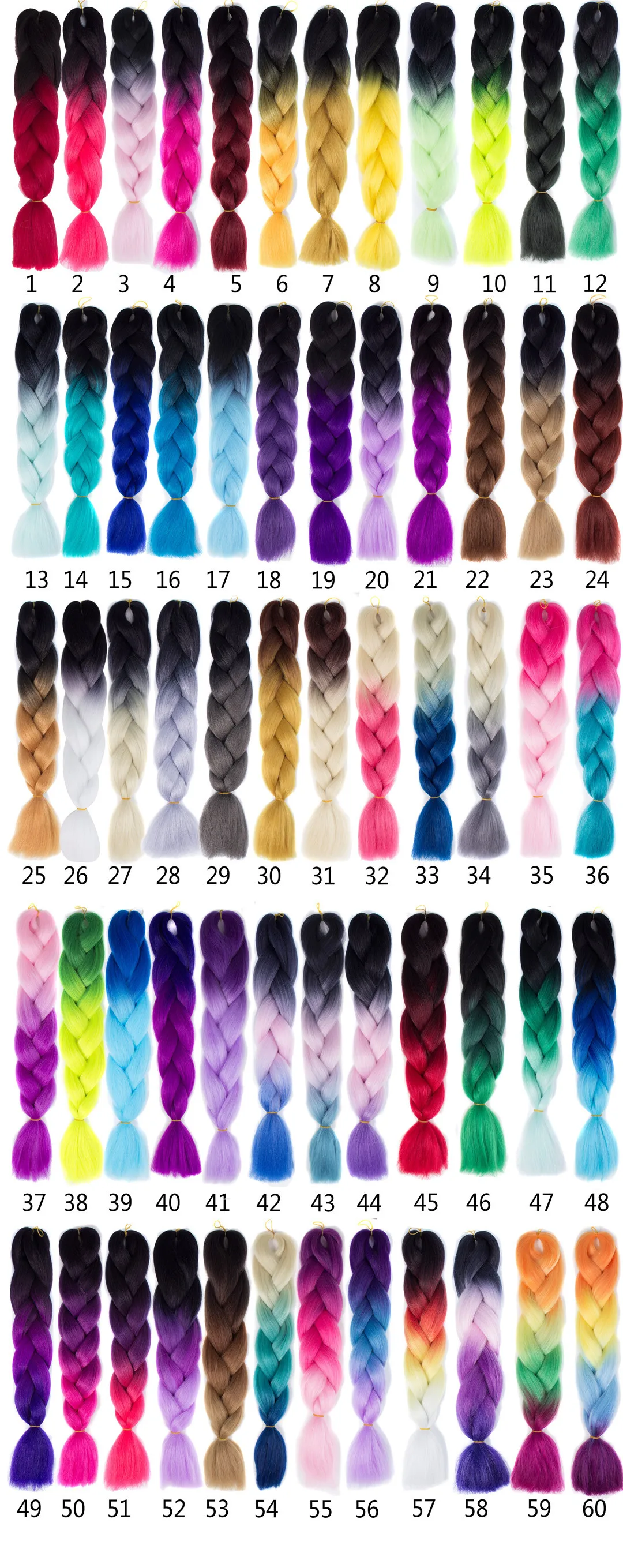 Ombre Braiding Hair Color Chart