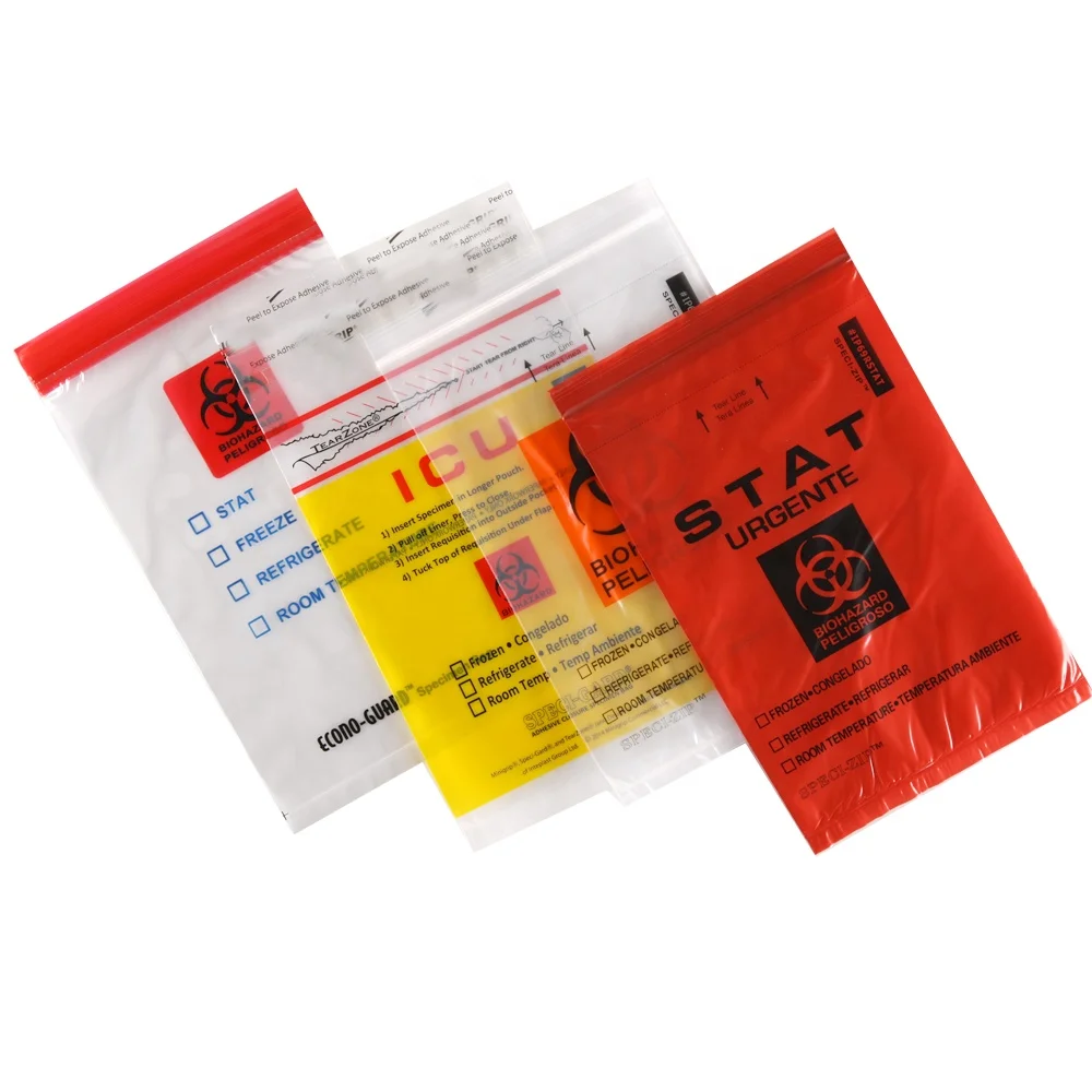 
3 Layer Pe Medical Zipper Seal Biodegradable Biohazard Specimen Bag With Document Pouch 