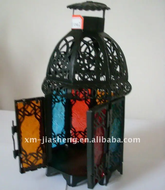 Hot sale metal candle holders Moroccan style small house hollowed out lantern,  indoor wedding party garden