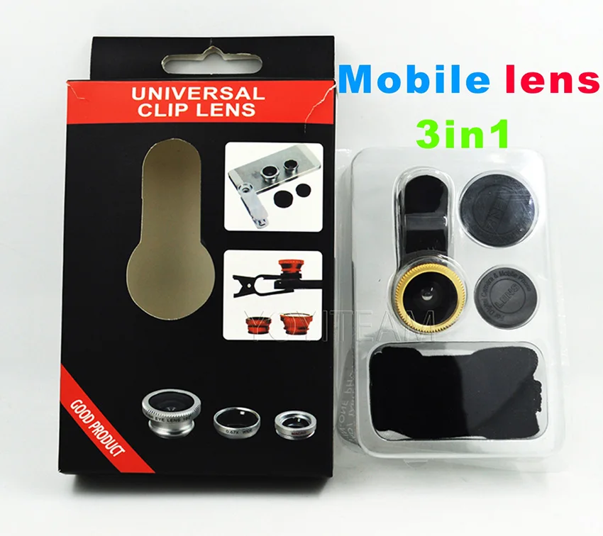 universal mobile lens with clip 3 in 1 fish eye wide micro lens colorful for iphone samsung htc smart phone to take pictures