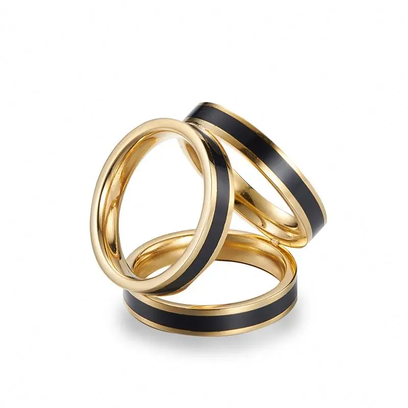 Stainless Steel Jewelry Three Circle Lady Women Gold Enamel Scarf Ring Wholesale