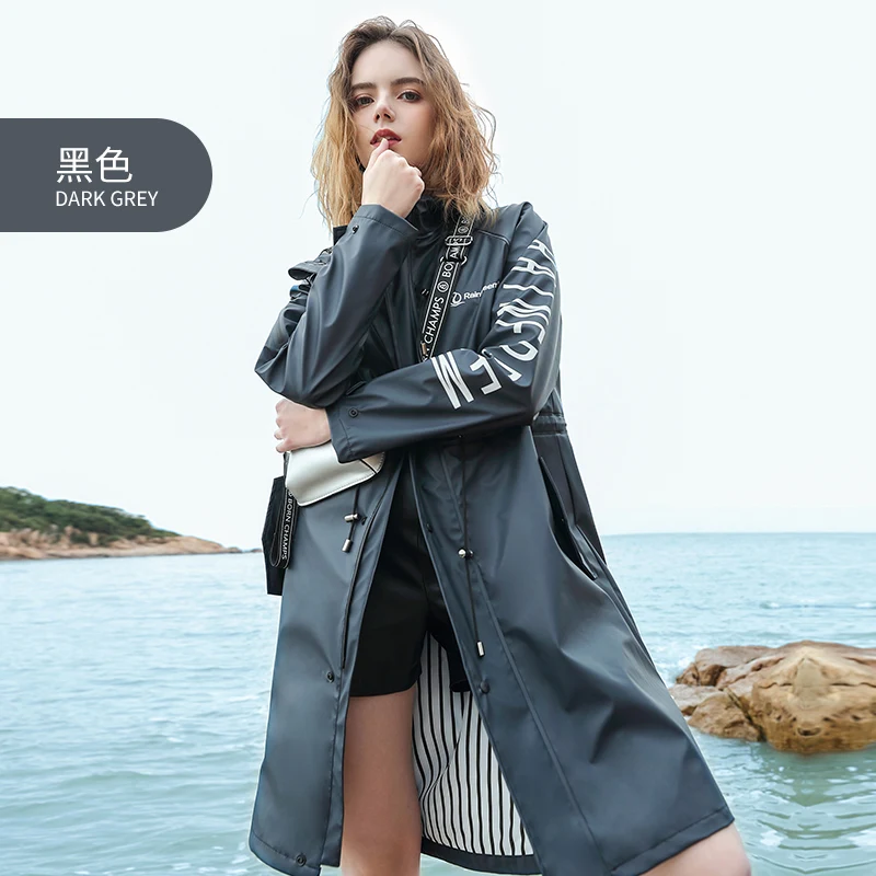 

Rainfreem Outdoor lightweight foldable raincoat PU eco-friendly fashion Women hooded poncho raincoat, Customized