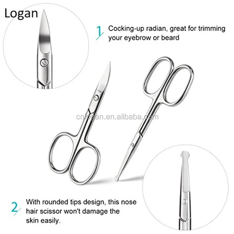Curved and Round Facial Hair Scissors Set 
