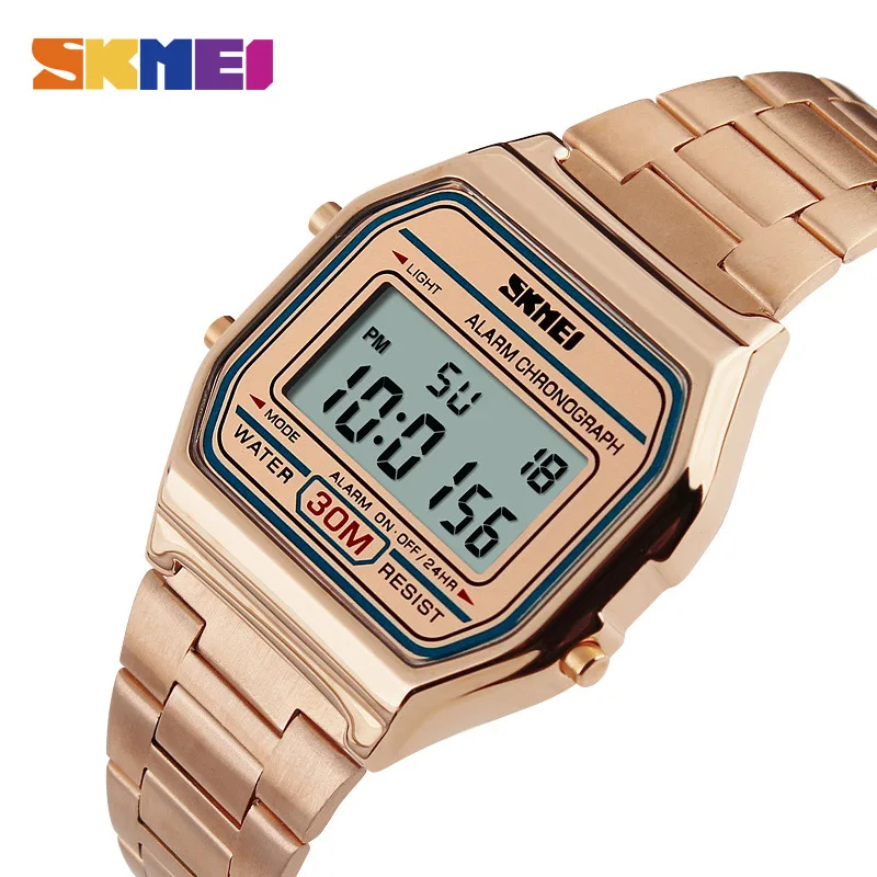 

Watches Stainless Steel Men Fashion Casual Watch LED Man Digital Men Wristwatch, Rose gold. silver. gold