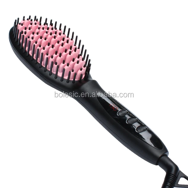 

Straightening Brush 2.0 Hair Straightener Brush with Anti-Scald Feature Faster Heating Ceramic Technology LCD Display, Black / pink/ purple/ grey