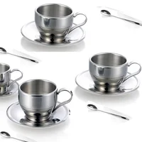 

Hot selling stainless steel reusable eco custom tea and coffee cup and saucer set