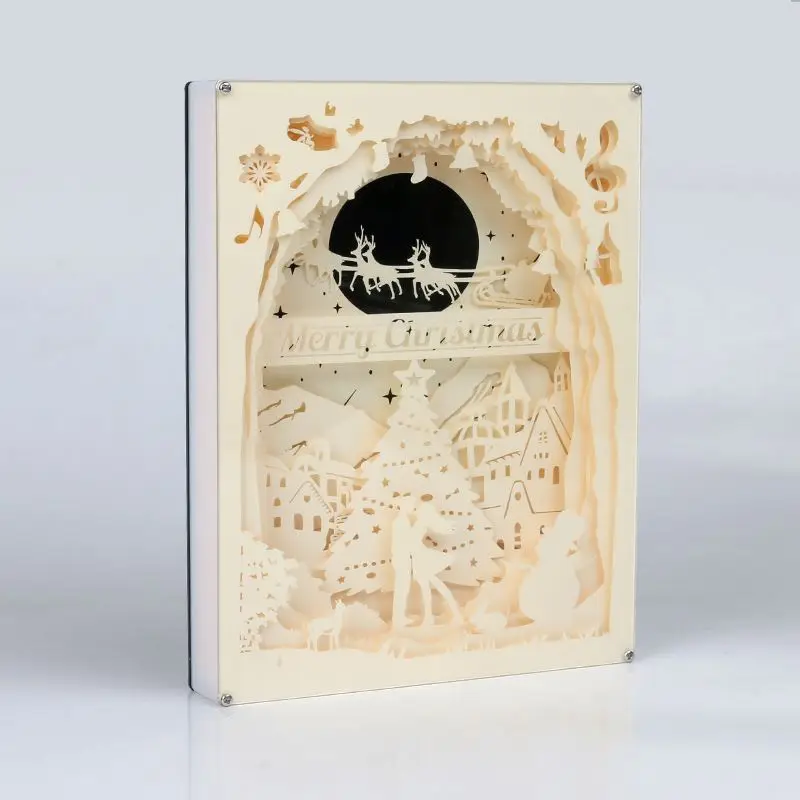 Led Paper Light Paper Cut Night Light Lamp 3D Paper Light Box Shadow Box