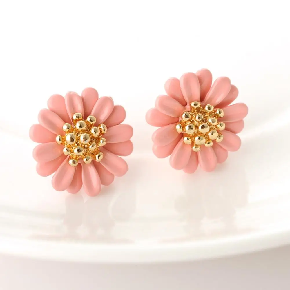 

Fancy Design Cheap Different Color Earring Gold Plated Alloy Flower Earring