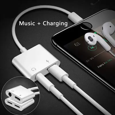 Hot Product 2019 Splitter Cord 3.5mm Headphone Jack Adapter Audio Converter 2 in 1 Cable for iPhone 7 8 X