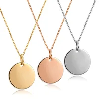 

Classic Popular Style Round DIY Personal Engrave Necklace In Three Colors Stainless Steel Jewelry Fashion Lover Jewelry