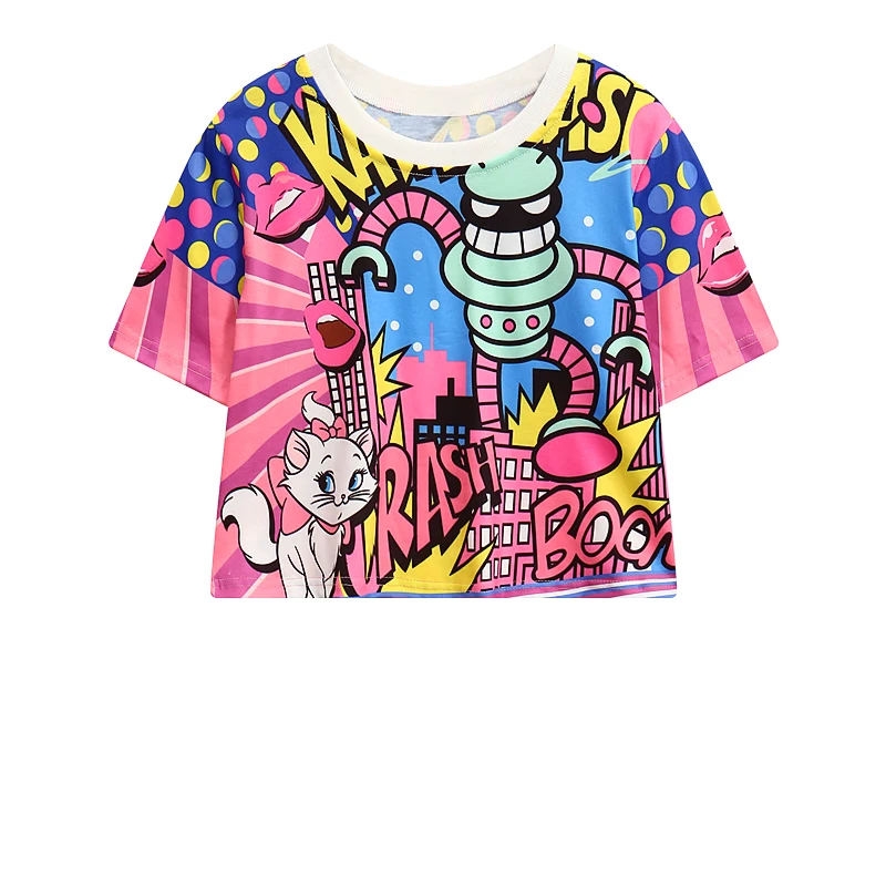 

New arrival sublimation womens casual anime cropped t shirt custom