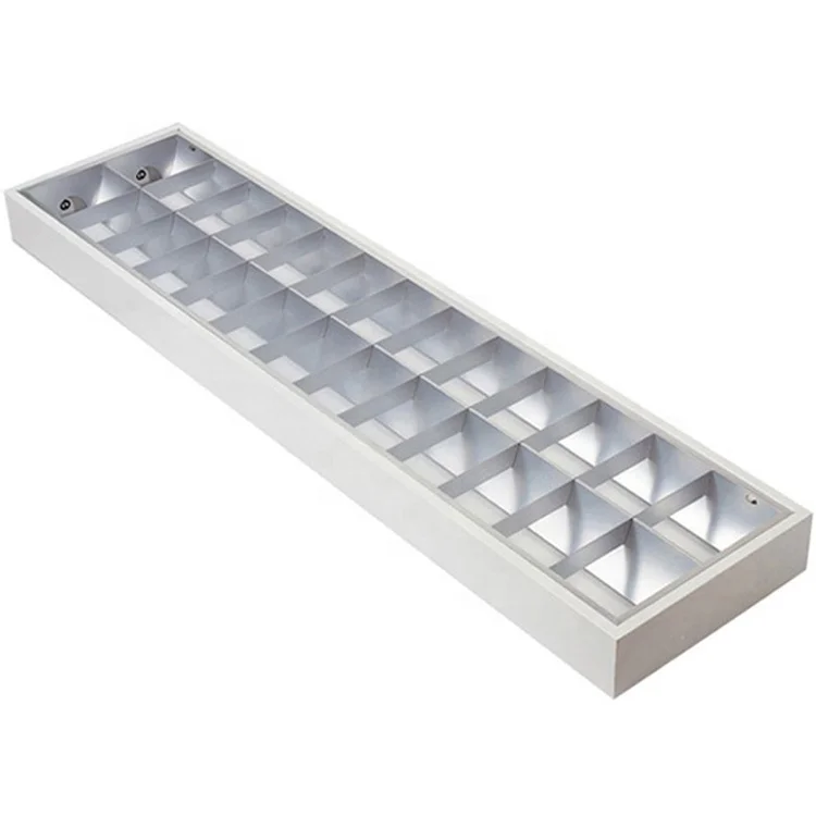 High Lumen Output T8 2*28w 4ft Flush Mounted Fluorescent Grille Light Fixture