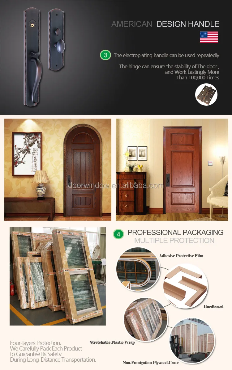 Fancy simple design interior solid oak wooden door for bed rooms of high end villas