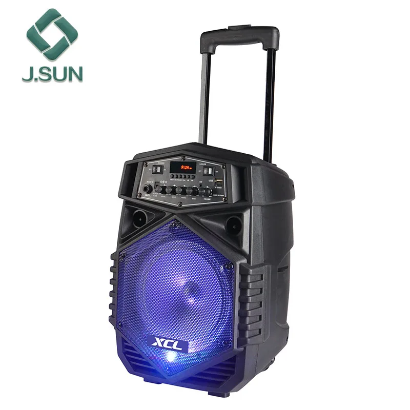 High quality 8 Inch Trolley Speaker Rechargeable Powered Party Speaker with Mic