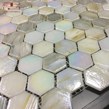 Forma De Hexágono De Hielo Blanco De Vidrio Mosaico De Azulejos De