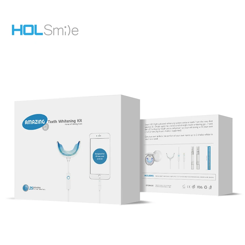 

Best seller customized phone connection home teeth whitening kit with Patent