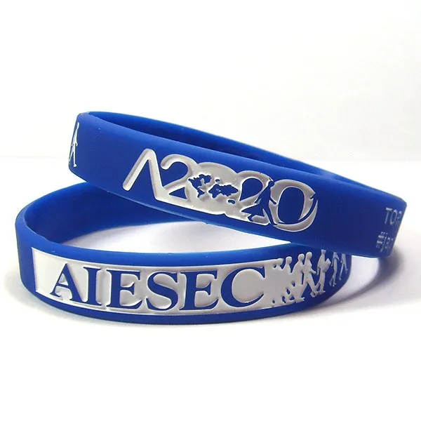 Hot Sale Aiesec 1/2 Inch Debossed Inkfilled Silicone Bracelets Buy