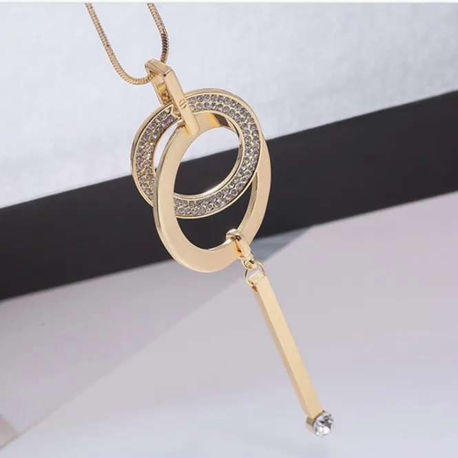 

Women accessories multi Circle long Necklace fashion Gardenia designMY-BW-0357 personality geometric sweater necklace long chain, N/a