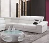Modern heated top leather simple design L shape sectional sofa, adjustable headrest