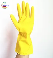 

Economy Yellow Household Rubber Latex Flocked Flocklined Gloves Beaded Cuff Gloves