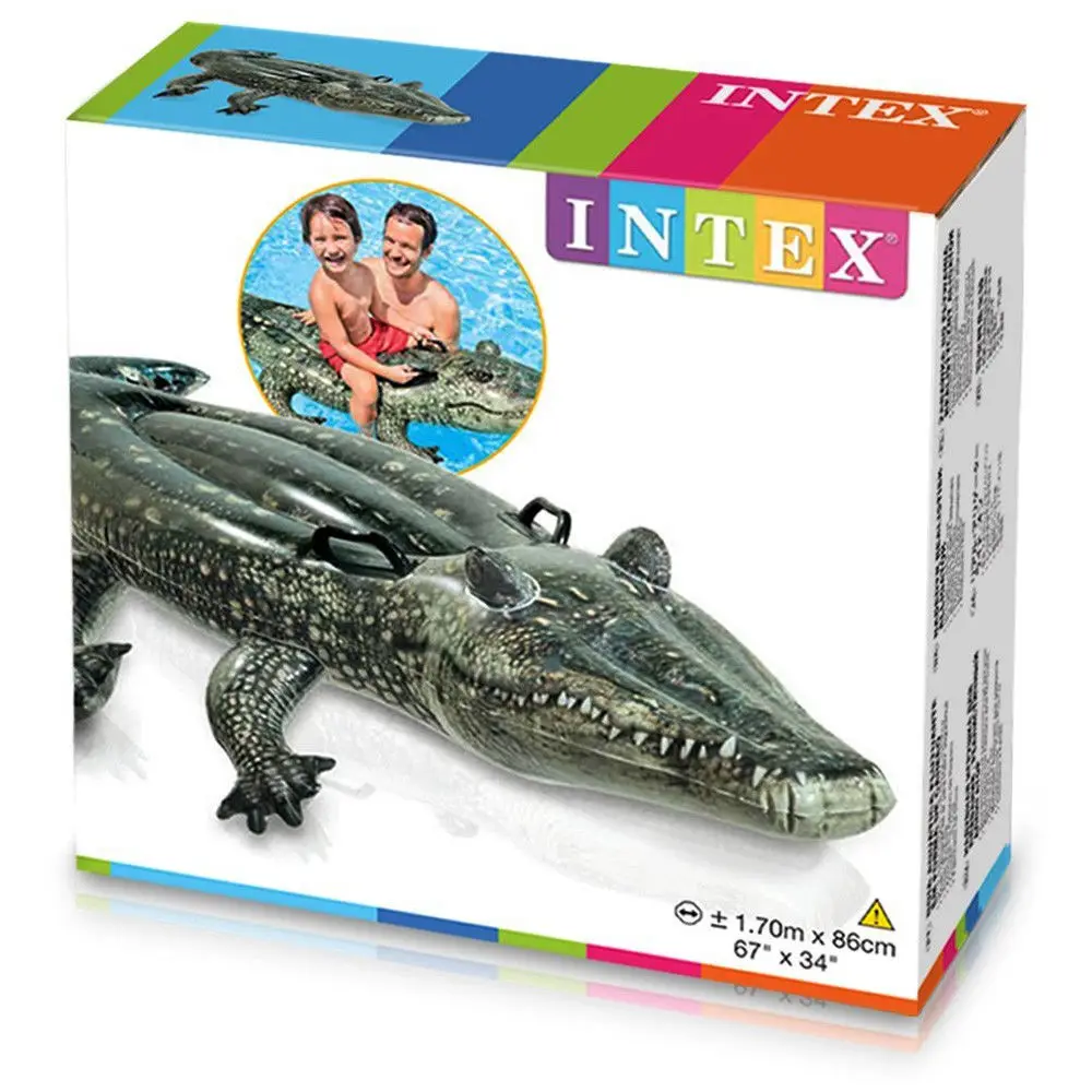 Intex 57551 Inflatable Realistic Alligator Ride On Gator Kids Water Toy