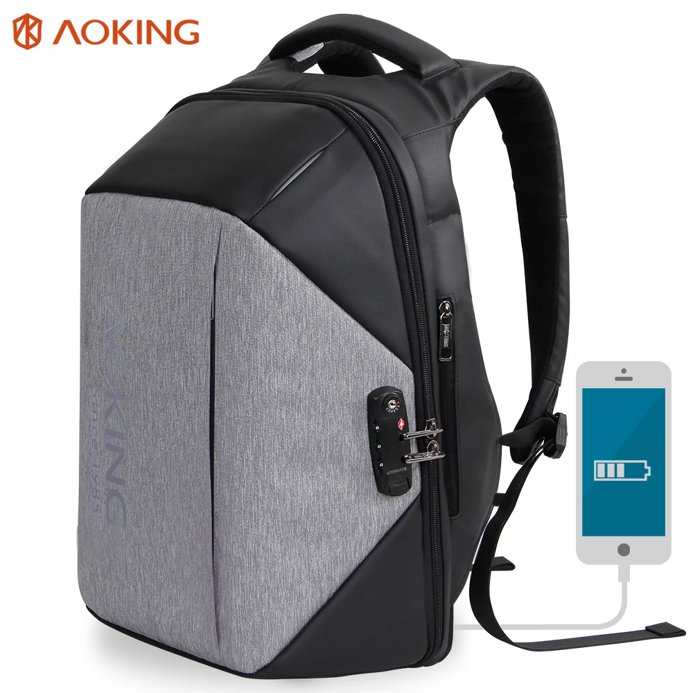 

2020aoking brand multifunctional business mens anti-theft backpack with charger port waterproof anti theft backpack