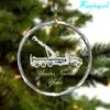Crane And Van Circle Glass Ornament For Christmas Decoration